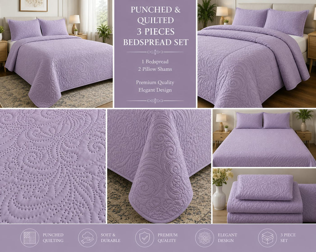 Quilted Bedspreads - 3 Pcs