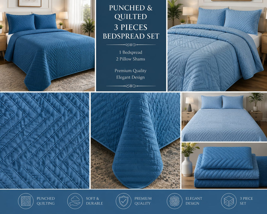 Quilted Bedspreads - 3 Pcs