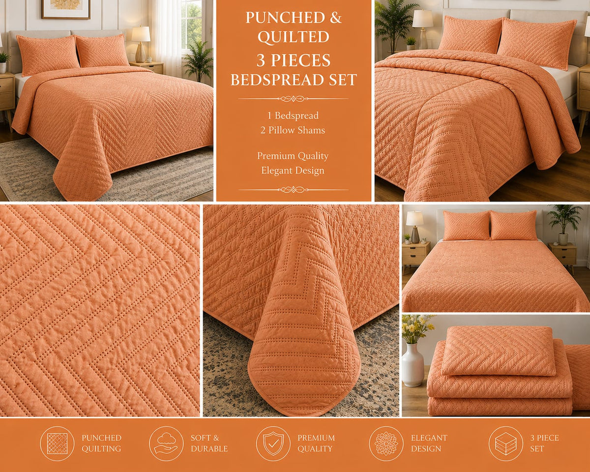 Quilted Bedspreads - 3 Pcs