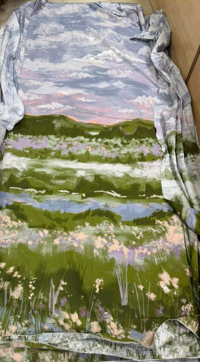 Abstract Watercolor Landscape Comforter Set — Summer Cotton Jeans - Hina Beddings