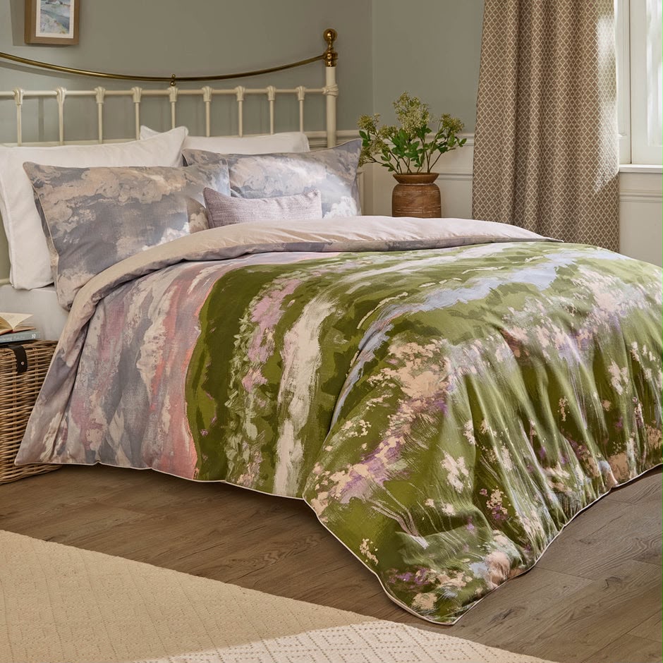 Abstract Watercolor Landscape Comforter Set — Summer Cotton Jeans - Hina Beddings