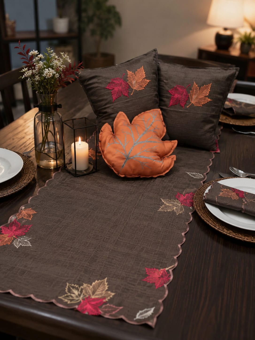 Autumn Maple Leaf Multipurpose Runner Set — 4 Piece - Hina Beddings