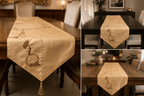 Beaded Tulip Silk Table Runner — with Tassel Detail - Hina Beddings