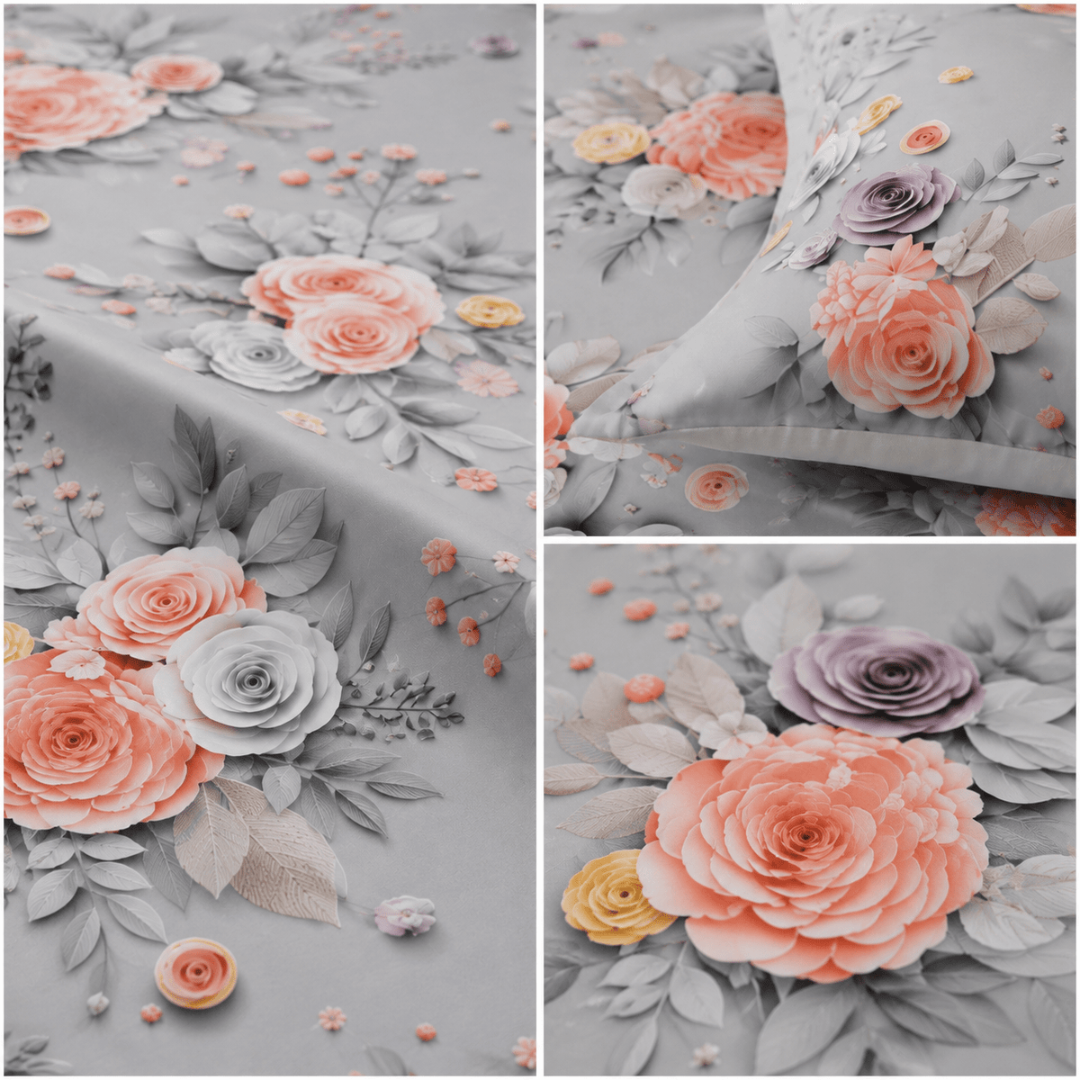 Blush Bloom Luxe soft Cotton King Fitted Bedsheet (3pc) - Hina Beddings