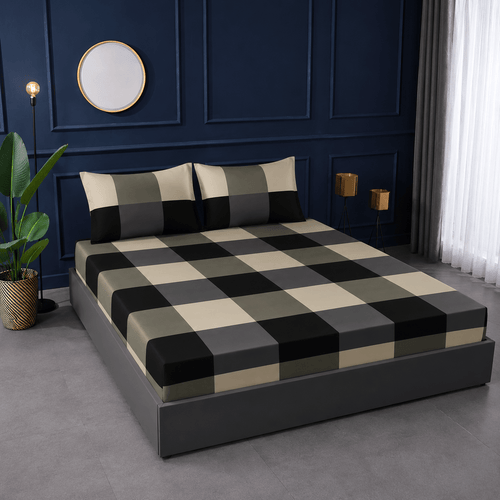 Classic Check – MicroCotton King Bedsheet (3pc) - Hina Beddings