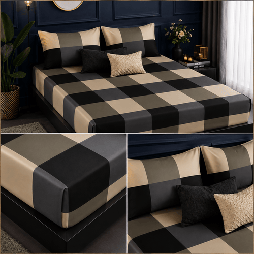 Classic Check – MicroCotton King Bedsheet (3pc) - Hina Beddings