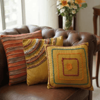 Cotton Silk Decorative Cushion Set – Handcrafted Embellished Set of 3 - Hina Beddings