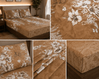 Elegant Taupe Brown Floral Cotton Satin Bedsheet - Hina Beddings