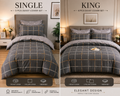 Grey & Gold Grid Imported Winter Cotton Duvet Cover Set
