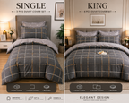 Grey & Gold Grid Imported Winter Cotton Duvet Cover Set