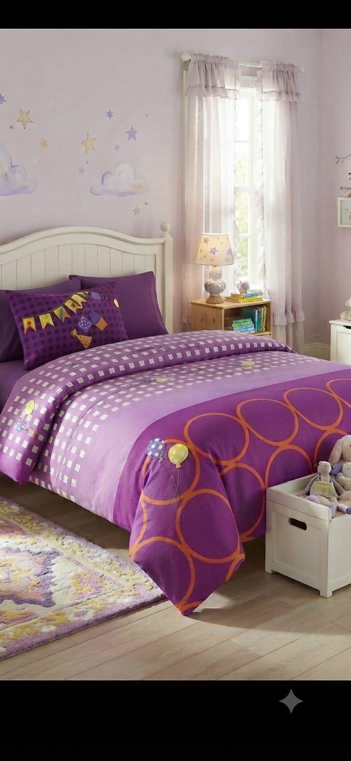 Girls’ Embroidered Pure Cotton Single Bedsheet Set - Hina Beddings