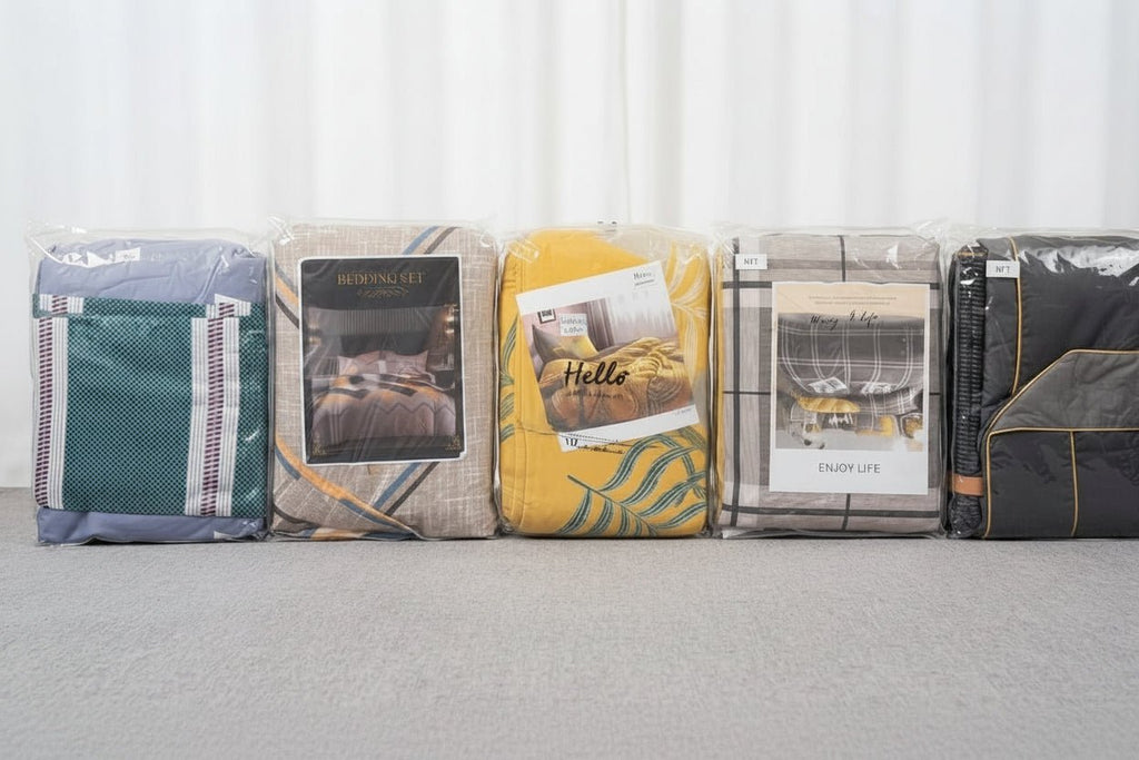 Grey Geometric King Winter Cotton Duvet Cover Set - Hina Beddings