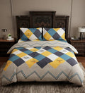 Grey Geometric King Winter Cotton Duvet Cover Set - Hina Beddings