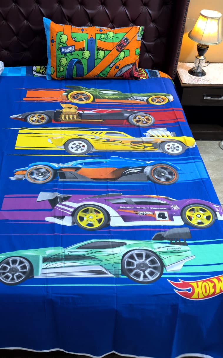 Hot Wheels Racing Kids Bedsheet - Hina Beddings