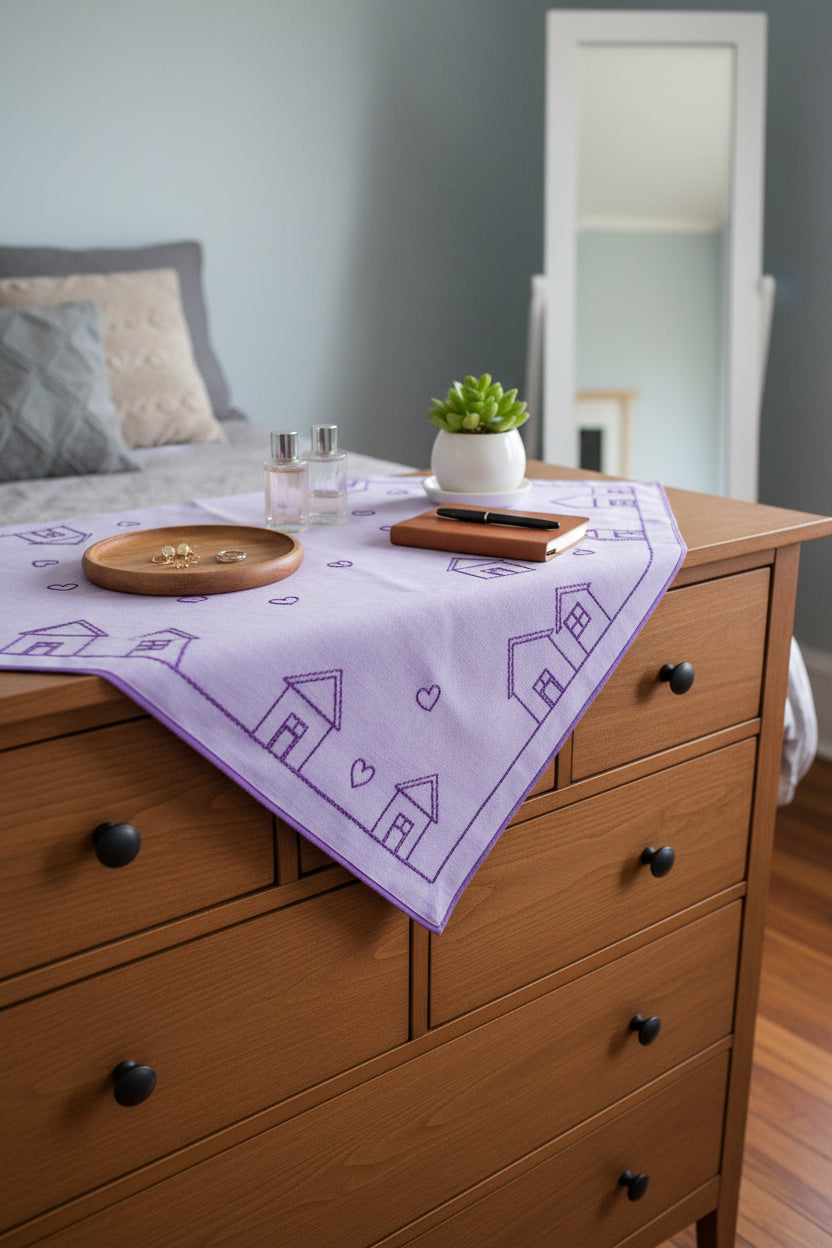 Lavender Embroidered Multipurpose Runner - Hina Beddings