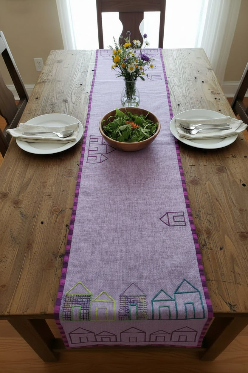 Lavender Embroidered Multipurpose Runner - Hina Beddings