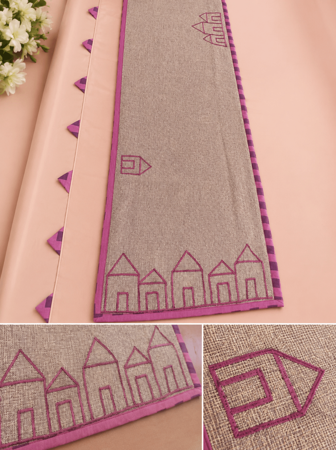 Lavender Embroidered Multipurpose Runner - Hina Beddings