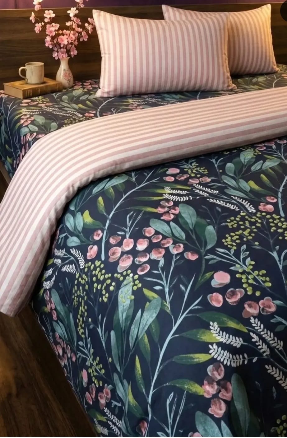 Midnight Blossom Floral pure cotton Bedding Set - Hina Beddings