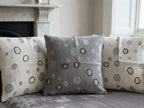 Pearl White & Grey Beaded Decorative Cushion Cover – Premium Sequence Work - Hina Beddings