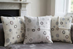 Pearl White & Grey Beaded Decorative Cushion Cover – Premium Sequence Work - Hina Beddings