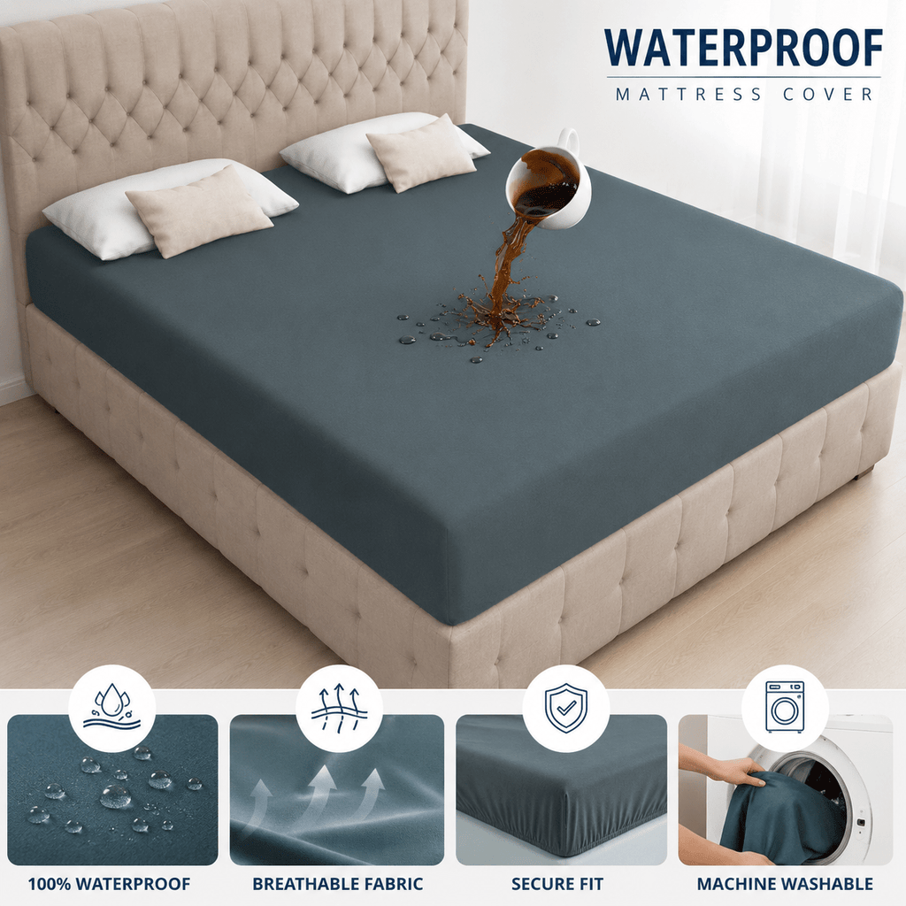 Premium Waterproof Terry Cotton Fitted Mattress Protector - Hina Beddings