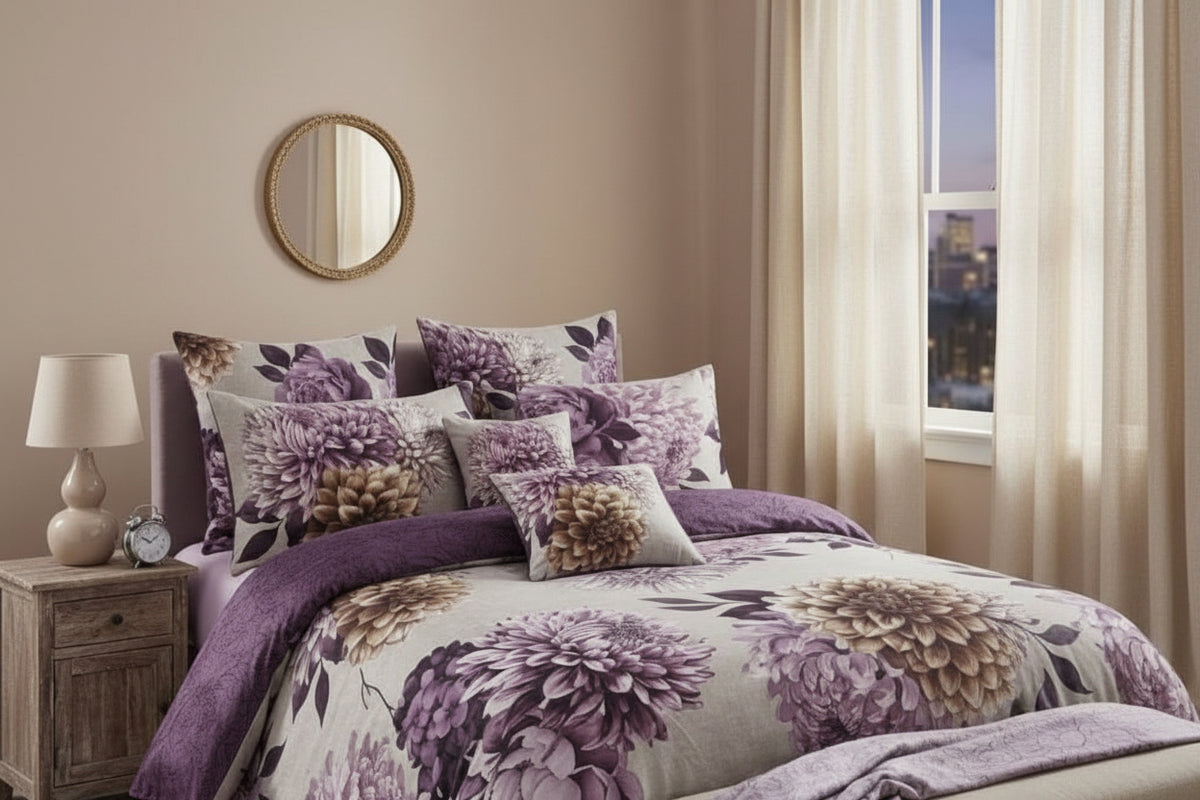 Purple Dreams Satin Bedsheet Set - Hina Beddings
