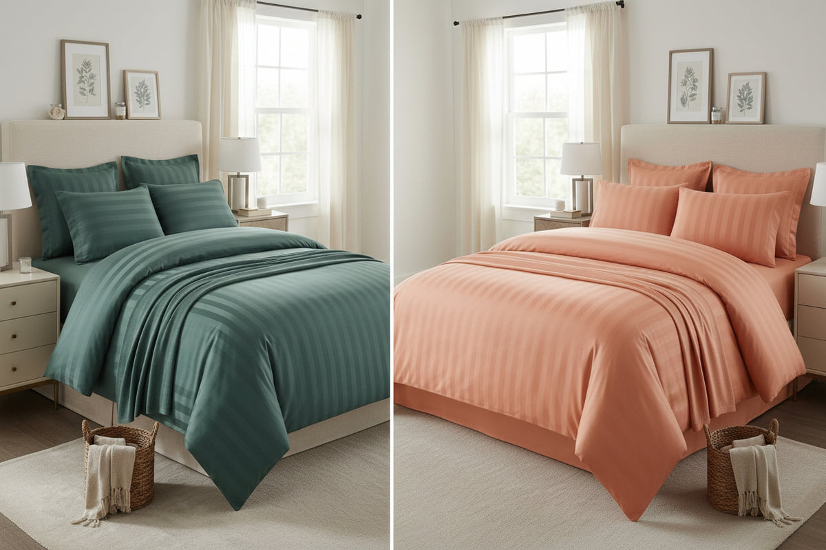 Satin Stripe Bedsheet Set - Hina Beddings