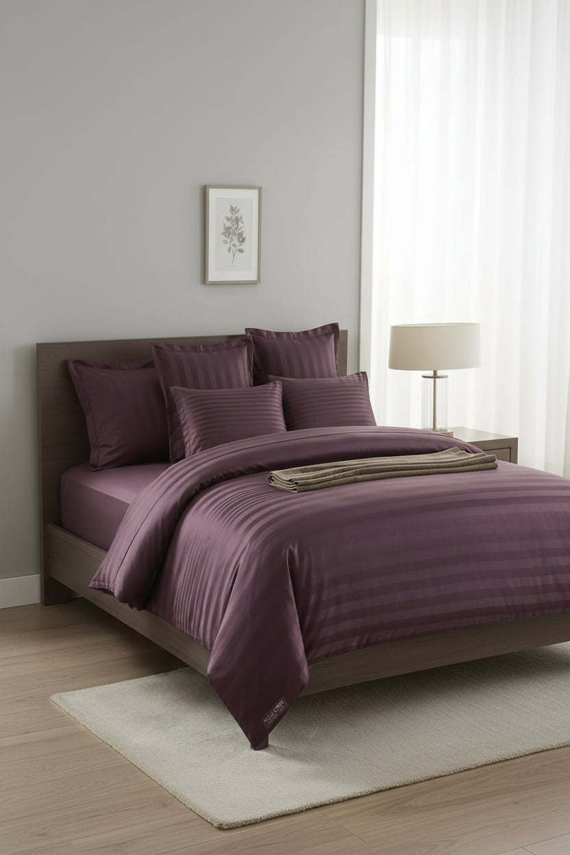Satin Stripe Bedsheet Set - Hina Beddings