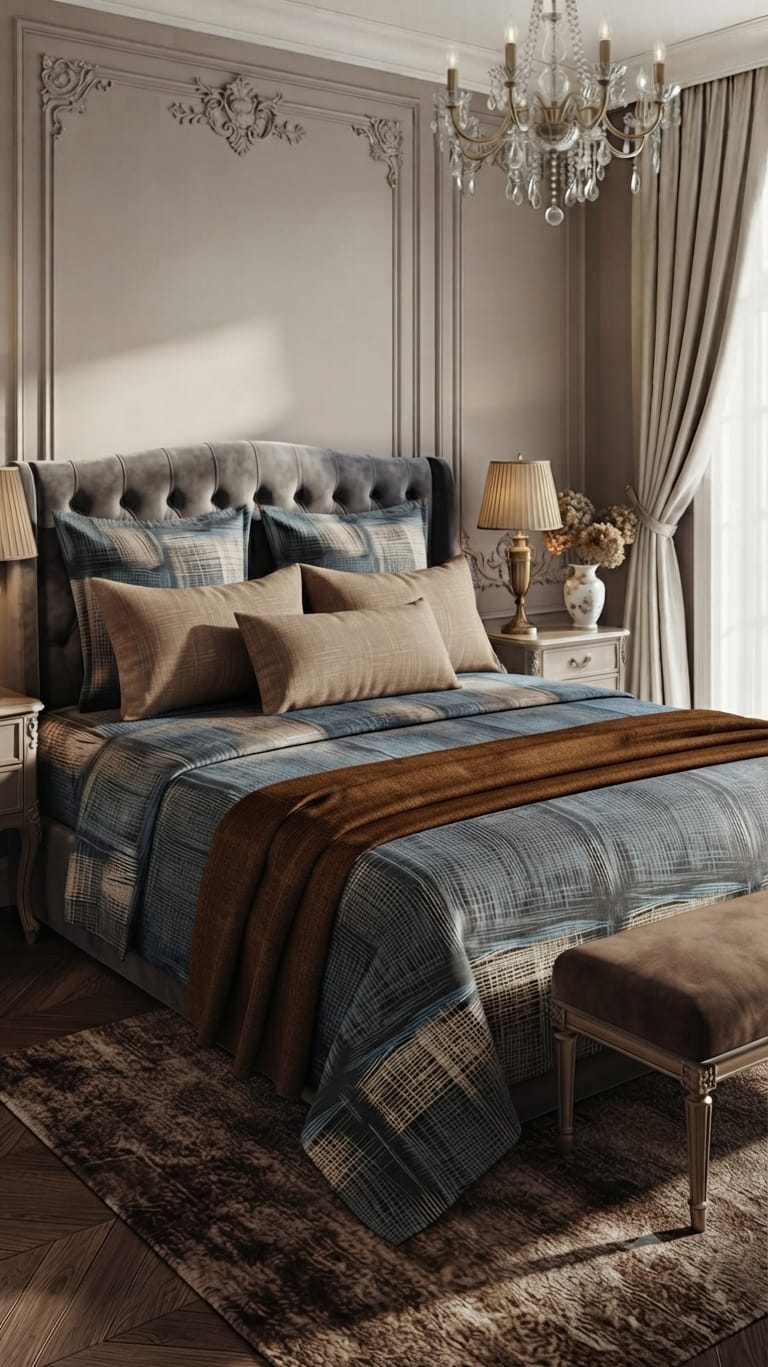 Slate Plaid Heritage Comforter Set - 3pcs King Size - Hina Beddings