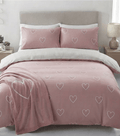 Soft Pink & White Heart Print Winter Cotton Duvet Cover Set - Hina Beddings