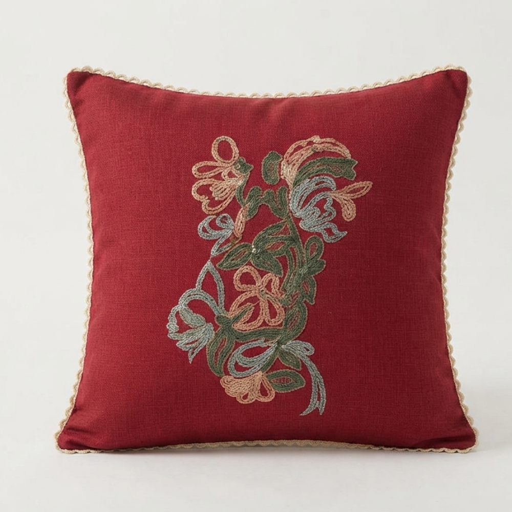 Silk Cotton Cushion with Rao Silk & Sequence Work – Premium Decorative Cushion