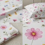 Wildflower Meadow Satin Bedsheet Set - Hina Beddings