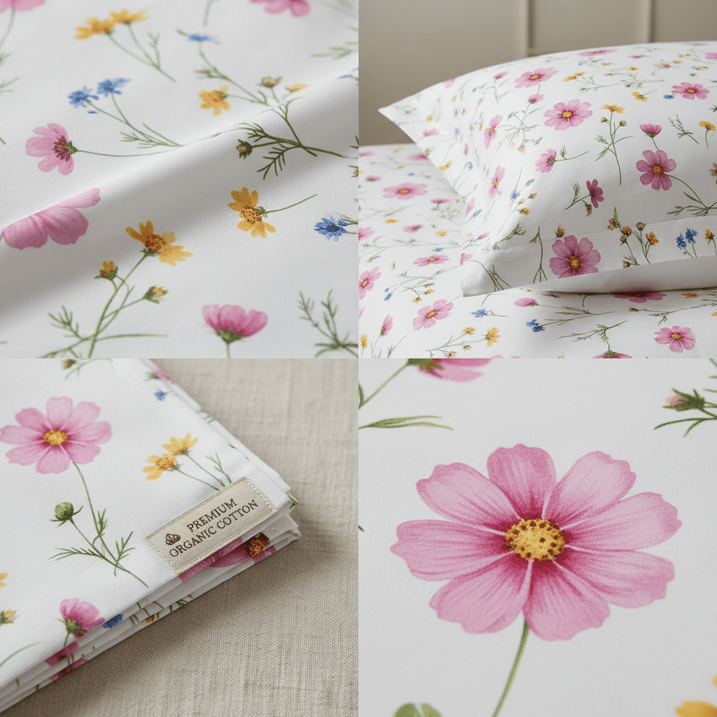 Wildflower Meadow Satin Bedsheet Set - Hina Beddings